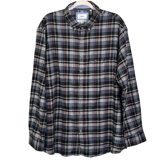 BRAX Other - Brax Shirt Men's XXL Cozy Light Flannel 100% Cotton Navy Plaid Modern Fit NEW